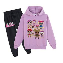 Erichman Frühling Herbst Nette Mädchen Pullover Sweatshirt Anzug Trainingsanzug Sets Hoodie und Jogginghose Anzug für Kinder (Purple,Tag 130) von Erichman