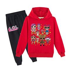 Erichman Frühling Herbst Nette Mädchen Pullover Sweatshirt Anzug Trainingsanzug Sets Hoodie und Jogginghose Anzug für Kinder (Red,Tag 140) von Erichman