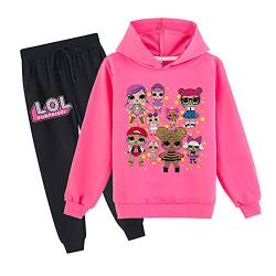 Erichman Frühling Herbst Nette Mädchen Pullover Sweatshirt Anzug Trainingsanzug Sets Hoodie und Jogginghose Anzug für Kinder (Rose red,Tag 110) von Erichman