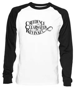 Creedence Clearwater Revival Herren Damen Unisex Baseball T-Shirt Weiß Schwarz 2/3 Ärmel Women's Men's Unisex Größe M Men's White T-Shirt Medium Size M von Erido