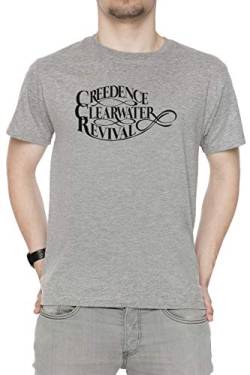 Creedence Clearwater Revival Herren T-Shirt Rundhals Grau Kurzarm Größe XL Men's Grey T-Shirt X-Large Size XL von Erido