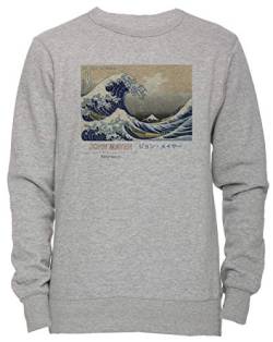 Erido John Mayer Sommer Welle Unisex Herren Damen Jumper Sweatshirt Pullover Grau Größe L Men's Women's Jumper Grey Large Size L von Erido