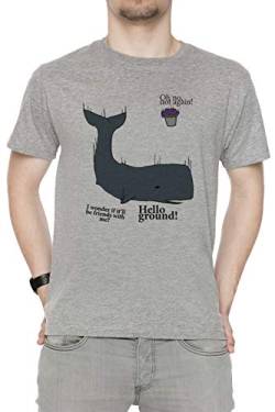 Hello Ground! - Hitchhikers Guide to The Galaxy Herren T-Shirt Rundhals Grau Kurzarm Größe XL Men's Grey T-Shirt X-Large Size XL von Erido