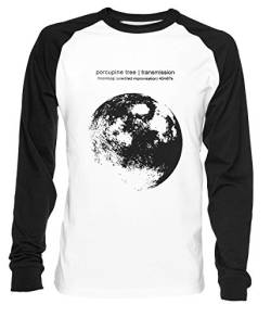 Moonloop - Porcupine Tree Herren Damen Unisex Baseball T-Shirt Weiß Schwarz 2/3 Ärmel Women's Men's Unisex Größe M Men's White T-Shirt Medium Size M von Erido