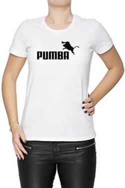 Pumba Logo Damen T-Shirt Rundhals Weiß Kurzarm Größe M Women's White Medium Size M von Erido