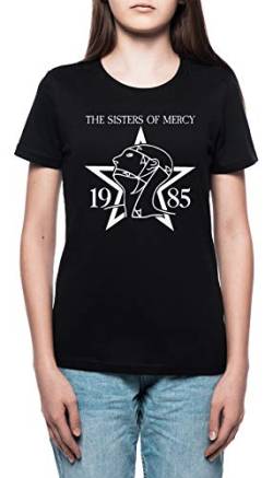 Sisters of Mercy Shirt with 1985 Damen T-Shirt Rundhals Schwarz Kurzarm Größe S Women's Black Small Size S von Erido