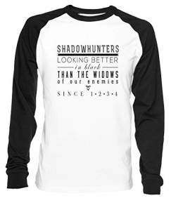 The Mortal Instruments Shadowhunters Herren Damen Unisex Baseball T-Shirt Weiß Schwarz 2/3 Ärmel Women's Men's Unisex von Erido