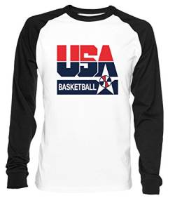 USA Basketball 1992 Dream Team Herren Damen Unisex Baseball T-Shirt Weiß Schwarz 2/3 Ärmel Women's Men's Unisex von Erido