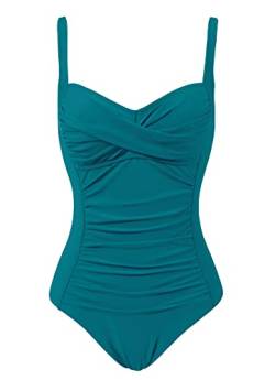 Erinnerda Damen Badeanzug Bauchweg Einteilige Bademode Sexy Strandmode One Piece Swimsuit mit Raffungen, Türkis, 36 von Erinnerda