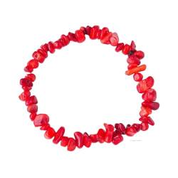 Erliway Armband aus roten Korallenkristallen, unregelmäßige Perlen, Stretch-Armband, Heilkristalle, Splitter-Armband, natürliche Edelstein-Armbänder für Frauen, Schmuck, Reiki-Meditation von Erliway