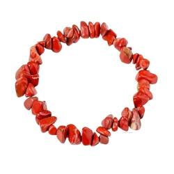 Erliway rotes Jaspis-Kristall-Armband, unregelmäßige Perlen, Stretch-Armband, Heilkristalle, Splitter-Armband, natürliche Edelstein-Armbänder für Frauen, Schmuck, Reiki-Meditation von Erliway