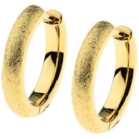 Ernstes Design Paar Creolen Scharniercreolen Ohrringe Edelstahl goldfarben gekratzt Ø 16 mm von Ernstes Design