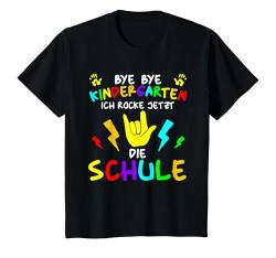 Kinder Bye Bye Kindergarten Ich Rocke Jetzt Die Schule Rock T-Shirt von Erstklässler 2021 Grundschule Einschulung Geschenk