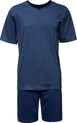 Erwin Müller Herren Schlafanzug, Shorty, Pyjama, Zweiteiler, Nachtwäsche Single-Jersey dunkelblau Größe 58 - T-Shirt und Short, V-Ausschnitt, Hose mit Gummibund von Erwin Müller