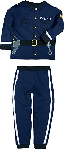 Erwin Müller Kinder Schlafanzug, Pyjama Jungen, Druckmotiv Polizei, Interlock-Jersey, Größe 146/152-100% Baumwolle, mit Gummibund und Beinbündchen, hautfreundlich, kuschelweich von Erwin Müller