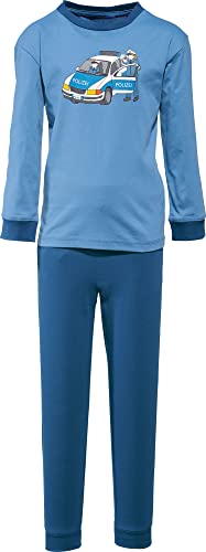 Erwin Müller Kinder-Schlafanzug, Pyjama Polizei Single-Jersey blau/Marine Größe 134/140-100% Baumwolle, hautfreundlich, mit Rundumgummizug von Erwin Müller