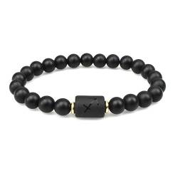 EsUkar Sternzeichen-Armbänder für Männer Paar schwarze Onyx-Perlen dreifacher Schutz natürliche schwarze Onyx-Perlen Armband für Reisen Geburtstagsgeschenke Schütze von EsUkar