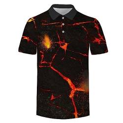 Golf Shirts Männer,Sport-Golfshirt Für Herren Ausbrechender Vulkan-Aufdruck Hemd Mit Natürlichem Landschaftsmuster Golf-Golfshirts Atmungsaktive T-Shirts Schnell Trocknendes Stretch-Oberteil Für He von EsUkar