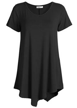 Esenchel Damen V-Ausschnitt Swing-Hemd Lässige Tunika-Oberteil für Leggings 3X Schwarz von Esenchel
