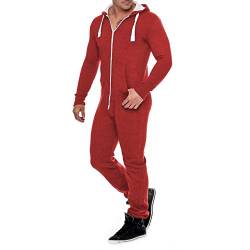 Eshal Fashion Herren Jumpsuit Fleece Schlafanzug Männer Traininganzug Onesie Schönes elegente Playsuit Herren Einteiler Onesie Overalls Hoodies Nachtwäsche (Medium, Wein) von Eshal Fashion