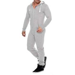 Eshal Fashion Herren Jumpsuit Fleece Schlafanzug Männer Traininganzug Onesie Schönes elegente Playsuit Herren Einteiler Onesie Overalls Hoodies Nachtwäsche (X-Large, Grau) von Eshal Fashion