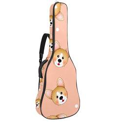 Eslifey Akustikgitarre Tasche Cute Corgi Hund auf hellorange verstellbarer Schultergurt Gitarrentasche Gigbag 40 41 42 Zoll, Farbe 1, 42.9x16.9x4.7 in von Eslifey