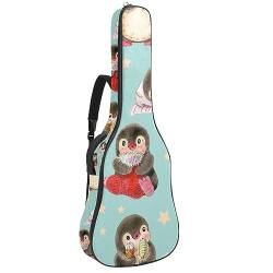 Eslifey Akustikgitarre Tasche Nette Pinguine und Kaninchen essen Muster Verstellbarer Schultergurt Gitarre Fall Gig Bag 40 41 42 Zoll, Farbe 1, 42.9x16.9x4.7 in von Eslifey