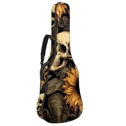 Eslifey Akustikgitarre Tasche Sonnenblume Schädel Muster Verstellbarer Schultergurt Gitarre Fall Gig Bag 40 41 42 Zoll, Farbe 1, 42.9x16.9x4.7 in von Eslifey