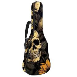 Eslifey Akustikgitarre Tasche Sonnenblume Skelett Muster Verstellbarer Schultergurt Gitarrentasche Gigbag 40 41 42 Zoll, Farbe 2, 42.9x16.9x4.7 in von Eslifey