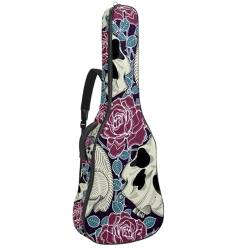 Eslifey Akustikgitarre Tasche Totenköpfe Rosen Blumen Verstellbarer Schultergurt Gitarrentasche Gigbag 40 41 42 Zoll, Farbe 1, 42.9x16.9x4.7 in von Eslifey