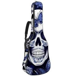 Eslifey Akustikgitarre Tasche Totenkopf Rose Love Muster Verstellbarer Schultergurt Gitarrentasche Gigbag 40 41 42 Zoll, Farbe 9, 42.9x16.9x4.7 in von Eslifey