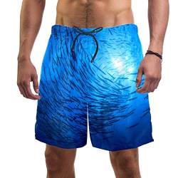 Eslifey Herren Strand Shorts Barracuda Fisch Unterwasser Badehose elastisch Badeanzug Boardshorts für Herren, L Gr. XXL, multi von Eslifey