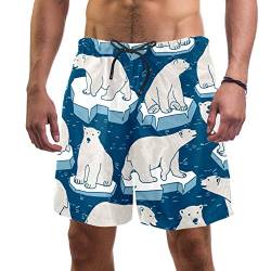 Eslifey Herren Strand-Shorts Eisbär auf Eisfloe Badehose Elastische Badehose Boardshorts für Herren Gr. L/XL, multi von Eslifey