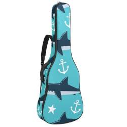Eslifey Tasche für Akustikgitarre, Haifisch-Anker-Muster, verstellbarer Schultergurt, Gitarrenkoffer, Gigbag 101,6 cm, 104,7 cm, 106, von Eslifey