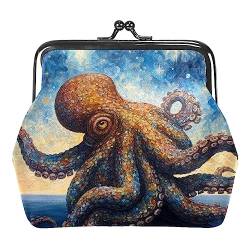 Münzgeldbörsen, Galaxie-Sternen-Oktopus, Mini-Geldbörse, tragbare Schmucktasche mit Kiss-Lock-Verschluss für Damen, Mädchen, Kinder, Mehrfarbig 1, 4.3x4.7 in/11x12 cm, Münztasche von Eslifey