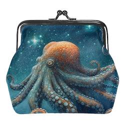 Münzgeldbörsen, Galaxie-Sternen-Oktopus, Mini-Geldbörse, tragbare Schmucktasche mit Kiss-Lock-Verschluss für Damen, Mädchen, Kinder, Mehrfarbig 5, 4.3x4.7 in/11x12 cm, Münztasche von Eslifey