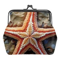 Münzgeldbörsen, Strand, Seestern, Münzgeldbörse, tragbare Schmucktasche mit Kissverschluss, für Damen, Mädchen, Kinder, Mehrfarbig 5, 4.3x4.7 in/11x12 cm, Münztasche von Eslifey