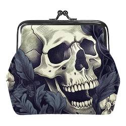 Münzgeldbörsen, Totenkopf und Blumen, Münzgeldbörse, tragbare Schmucktasche mit Kissverschluss, für Damen, Mädchen, Kinder, Mehrfarbig 5, 4.3x4.7 in/11x12 cm, Münztasche von Eslifey