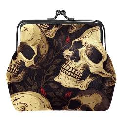 Münzgeldbörsen, Totenkopf und Blumen, Münzgeldbörse, tragbare Schmucktasche mit Kissverschluss, für Damen, Mädchen, Kinder, Mehrfarbig 9, 4.3x4.7 in/11x12 cm, Münztasche von Eslifey