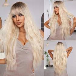 Esmee Lang Gewellt Blonde Perücken für Frauen Natuaral Synthetisches Haar Ombre Perücke von Esmee