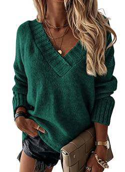 Damen-Pullover, lockerer V-Ausschnitt, langärmelig, Strickpullover, Jasper, Medium von Esobo