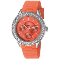 Esprit Multifunktionsuhr Marin Glints Speed Coral, aus Edelstahl, Silikonband, Tages- und Datumsanzeige, Zirkonia von Esprit