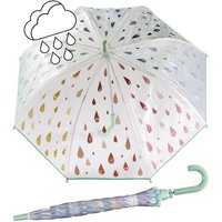 Esprit Stockregenschirm transparenter Glockenschirm für Kinder, die Tropfen färben sich bei Regen bunt von Esprit