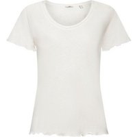 Esprit T-Shirt T-Shirt mit Rollkanten, Baumwolle-Leinen-Mix (1-tlg) von Esprit