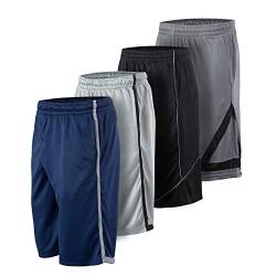 Athletic Shorts für Herren – 4er-Pack Herren Activewear Quick Dry Basketball Shorts – Workout, Fitnessstudio, Laufen, Set B, Groß von Essential Elements