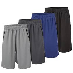 Athletic Shorts für Herren – 4er-Pack Herren Activewear Quick Dry Basketball Shorts – Workout, Fitnessstudio, Laufen, Set I, Mittel von Essential Elements