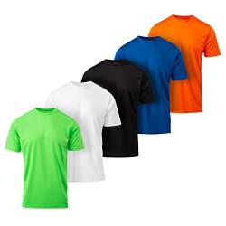 Herren Active T-Shirt – schnelltrocknendes Sport-/Workout-Training, Stretch, Rundhalsausschnitt, kurzärmelig, 5er-Pack, sortiert 3, 3X-Groß von Essential Elements