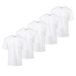 Herren Active T-Shirt – schnelltrocknendes Sport-/Workout-Training, Stretch, V-Ausschnitt, kurzärmlig, 5er-Pack, Weiß, 4X-Groß von Essential Elements