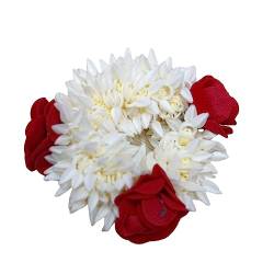 Traditionelle indische Gajra Weiß mit Rose, künstlicher Blumenschmuck, handgemachte Veni Tiara für Frauen, Partykleidung, Mehndi Dutt (1 Stück) von Estationeryhouse