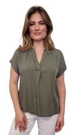 Estefania for woman, Blusenshirt aus Viskose mit V-Ausschnitt Größe XXL, Farbe Khaki von Estefania for woman
